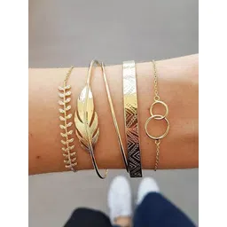 Jewels Galaxy Women 5 Gold-Toned Gold-Plated Link Bracelet-picture-36