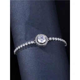 Jewels Galaxy Women Brass Cubic Zirconia Silver-Plated Wraparound Bracelet-picture-24