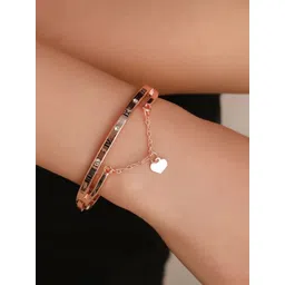 Jewels Galaxy Women Rose Gold Brass Rose Gold-Plated Bangle-Style Bracelet-picture-14