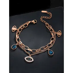 Jewels Galaxy Women Rose Gold-Plated Evil Eye Charm Bracelet-picture-38