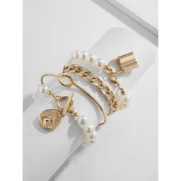 Jewels Galaxy Women Set of 4 Gold-Plated Bangle-Style Bracelet-picture-16