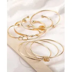 jewels galaxy Women Set of 5 Gold-Plated Cuff Bracelets-picture-11