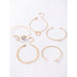 Jewels Galaxy Women Set of 5 Gold-Plated Kada Bracelet-picture-38