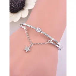 Jewels Galaxy Women Silver-Toned Brass Silver-Plated Cuff Bracelet-picture-25