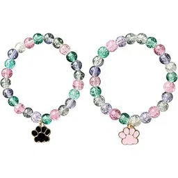 jewelsbysirani Pack Of 2 Cute Paw (Black, pink) Charm Korean Beads Bracelet Combo For Girls And Women|Cute Accessories| Gift-picture-12