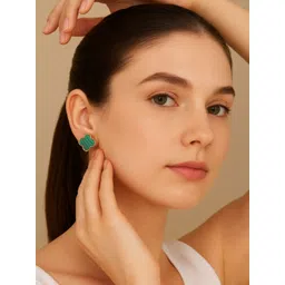 JEWELSCAPE Stainless Steel Gold-Plated Floral Shaped Studs-picture-14