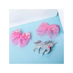 Jewelz Girls Pink & Silver-Toned Set of 3 Alligator Hair Clip-picture-26