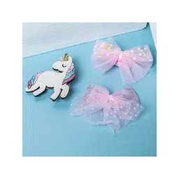 Jewelz Girls Pink & White Unicorn Design Alligator Hair Clips-picture-12