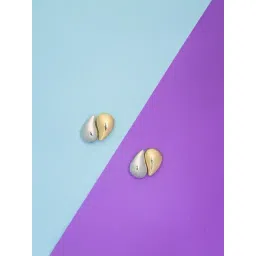 Jewelz Glossy Dual-Tone Teardrop Studs for Women-picture-19