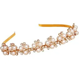 jewilley Designer Sparkling Pearl Gold-Plated Celebrity Wedding Party Headband Hair Accessories Hairband Mathapatti Jewellery for Women and Girls-picture-51