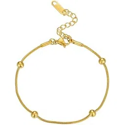 jewilley Gold Plated Stainless Steel Anti Tarnish Waterproof Stylish Beaded Single Anklet For Girls and Womens (Onesize)-picture-18