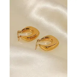 JEWILLEY Stainless Steel Gold-Plated Contemporary Shaped Anti Tarnish Hoop Earrings-picture-37