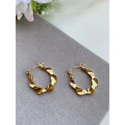 JEWILLEY Stainless Steel Gold-Plated Contemporary Shaped Anti Tarnish Hoop Earrings-picture-45