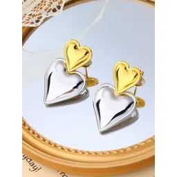 JEWILLEY Stainless Steel Gold-Plated Heart Shaped Anti Tarnish Drop Earrings-picture-25