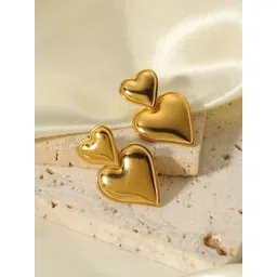 JEWILLEY Stainless Steel Gold-Plated Heart Shaped Anti Tarnish Drop Earrings-picture-40