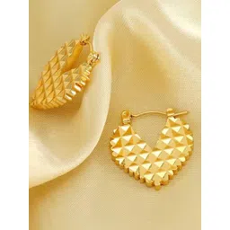 JEWILLEY Stainless Steel Gold-Plated Heart Shaped Anti Tarnish Hoop Earrings-picture-14