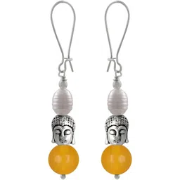 JFL - JEWELLERY FOR LESS German Silver Plated Pearls Studded Circular Shaped Drop Earrings-picture-22