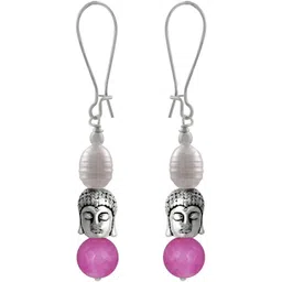 JFL - JEWELLERY FOR LESS German Silver Plated Pearls Studded Circular Shaped Drop Earrings-picture-26