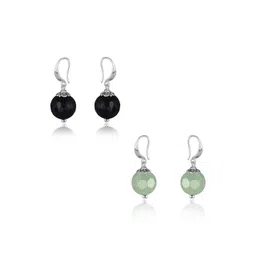 JFL - JEWELLERY FOR LESS Set of 2 Onyx Beaded Circular Shaped Drop Earrings-picture-27