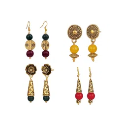 JFL - JEWELLERY FOR LESS Set Of 4 Artificial Beaded Spherical Drop Earrings-picture-15