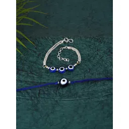 JFL - JEWELLERY FOR LESS Unisex Blue Brass Bracelet-picture-31