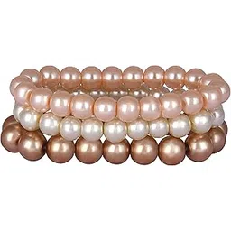 jfl Combo of 8mm Faux Pearl 3 Stretchable Bracelets Handcrafted for Women and Girls Jewellery for Less(Combo of 3)-picture-20