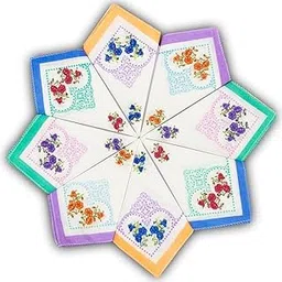 JH Retreat 100% Pure Cotton Multicolor Floral Pattern Handkerchiefs | Set of Hankies for Women, Soft & Reusable, 25 x 25 cm-picture-12
