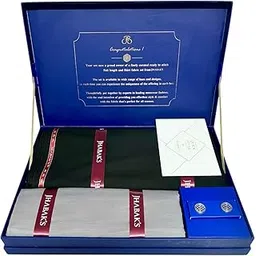 jhabak's Men's 100% Pure Cotton Unstitched 1.7 Meters Shirt Piece - 3.25 Meters Suit Fabric Set with Cufflinks (Multicolour, All Weather Fabric, Attractive Box)-picture-53