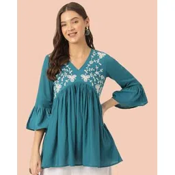 jhanvi designer studio Women Embroidered Top with Bell Sleeves-picture-51