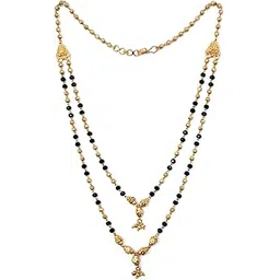 jhb Gold Plated Bead and Black Bead Layer Mangalsutra Multi-String Necklace for Women-picture-30