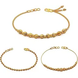 jhb Golden Gold-Plated Brass Bracelet 3 pis Combo for Women And Girl's (3 Pis Golden Bracelet)-picture-15