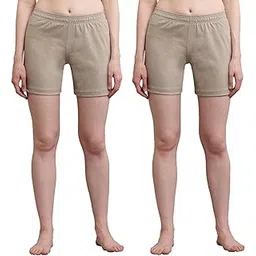 jhilora Women's Hosiery Cotton Multi-Coloured Shorts with Draw-String Closure and Above Knee Length_Pack of 2-picture-36