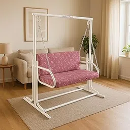 Jhula with Stand for Adults – Powder-Coated Metal Swing for Home, Living Room, Balcony & Terrace (White, 2 Seater)-picture-23