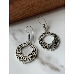 Jhumki Wala 925 Sterling Silver Floral Shaped Drop Earrings-picture-18