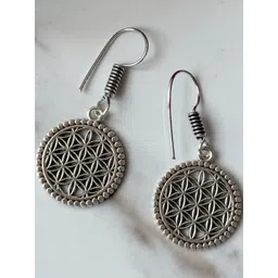 Jhumki Wala Women Silver-Plated Circular Brass Hook Earrings-picture-10