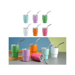 ji & ja Ji and JaMini Pastel Stainless Steel Tumbler Set| Double-Wall Vacuum Insulated Cup with Lid & Straw| Cocktails, Coffee, Travel, & Party Favors| Drinkware Mug for Toddlers School-90ml-picture-27
