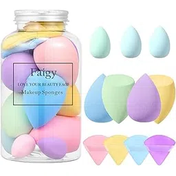 Jibaro 11pc Makeup Sponge Set Beauty Blender with Egg Case, Soft Sponge For Liquid Foundation, Creams, and Powders Latex Free Wet and Dry Makeup (Multicolor 4 Big + 3 Mini + 4 Trangle -11 Pcs set)-picture-20