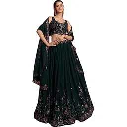jihu culture Designer Green Embroidery Work Lehenga Choli With Dupatta-picture-19