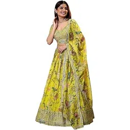 jihu culture Women's Digital Print with Sequence Zari Embroidery Work Semi-Sttiched Lehenga Choli With Dupatta-picture-50