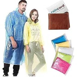 jili hub Pocket Size Disposable Raincoat for Men and Women | Emergency Waterproof Rain Poncho | Travel Rain Card (Multicolour)-picture-37