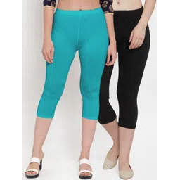 Jinfo Women Black Aqua Super Combo Cotton Lycra Capri-picture-28