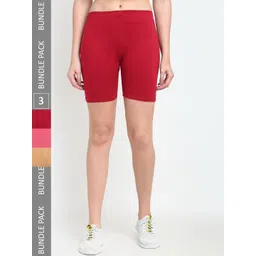 Jinfo Women Pack Of 3 Mid-Rise Sports Shorts-picture-29