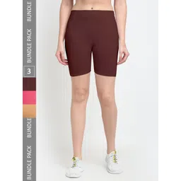 Jinfo Women Pack Of 3 Mid-Rise Sports Shorts-picture-26