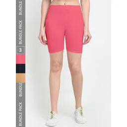 Jinfo Women Pack Of 3 Mid-Rise Sports Shorts-picture-21