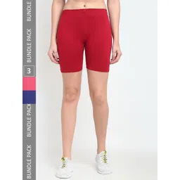 Jinfo Women Pack Of 3 Mid-Rise Yoga Sports Shorts-picture-41