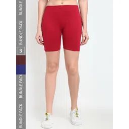 Jinfo Women Pack Of 3 Mid-Rise Yoga Sports Shorts-picture-20