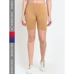 Jinfo Women Pack Of 3 Mid-Rise Yoga Sports Shorts-picture-37