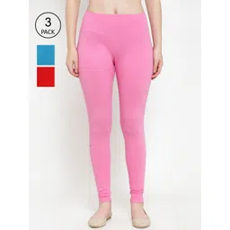 Jinfo Women Pack Of 3 Solid Super Combod Cotton Lycra Ankle-Length Leggings-picture-38