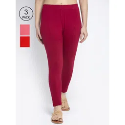 Jinfo Women Pack Of 3 Solid Super Combod Cotton Lycra Ankle-Length Leggings-picture-18