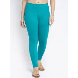 Jinfo Women Turquoise Blue Super Combed Cotton Ankle Length Leggings-picture-28